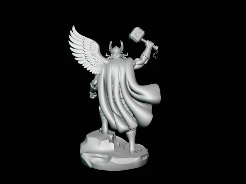 Thor with Hammer Statue Design 8 - 3D Print Model 3D Print Model