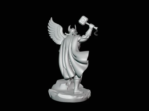 Thor with Hammer Statue Design 8 - 3D Print Model 3D Print Model