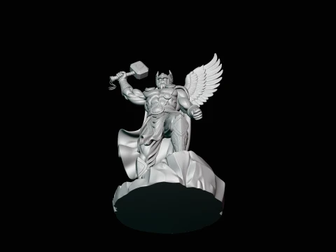Thor with Hammer Statue Design 8 - 3D Print Model 3D Print Model