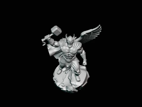 Thor with Hammer Statue Design 8 - 3D Print Model 3D Print Model