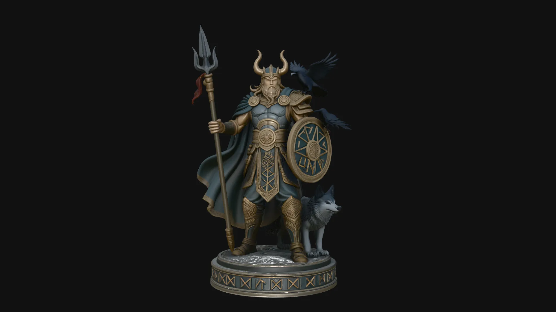 Odin with Spear Statue Design 5 - 3D Print Model 3D Print Model .c4d .max .obj .3ds .fbx .stl .blend 