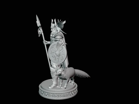Odin with Spear Statue Design 5 - 3D Print Model 3D Print Model