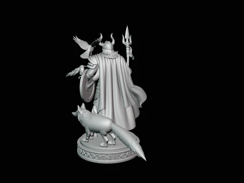 Odin with Spear Statue Design 5 - 3D Print Model 3D Print Model