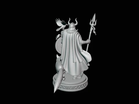 Odin with Spear Statue Design 5 - 3D Print Model 3D Print Model