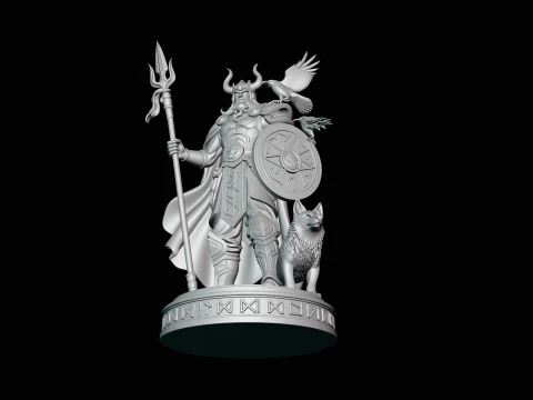 Odin with Spear Statue Design 5 - 3D Print Model 3D Print Model
