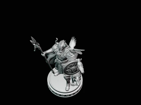 Odin with Spear Statue Design 5 - 3D Print Model 3D Print Model