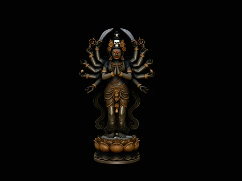 Multi-Armed Wrathful Deity Statue Design 1 - 3D Print Model 3D 프린트 모델