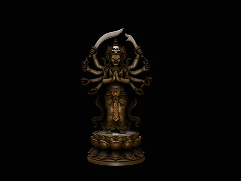 Multi-Armed Wrathful Deity Statue Design 4 - 3D Print Model 3D Baskı Modeli