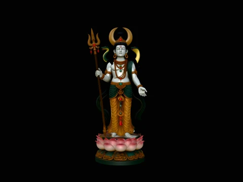 Shiva with Trident Statue Design 3 - 3D Print Model Modelo de Impressão 3D