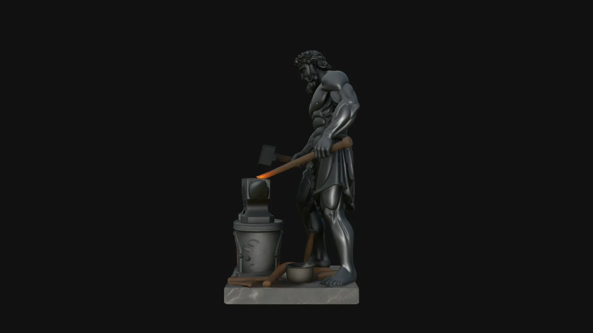 Hephaestus at the Forge Statue Design 1 - 3D Print Model 3D Print Model .c4d .max .obj .3ds .fbx .stl .blend 