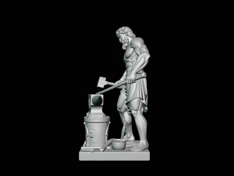 Hephaestus at the Forge Statue Design 1 - 3D Print Model 3D Print Model