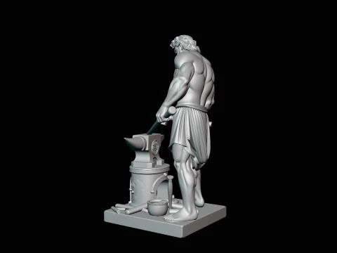 Hephaestus at the Forge Statue Design 1 - 3D Print Model 3D Print Model