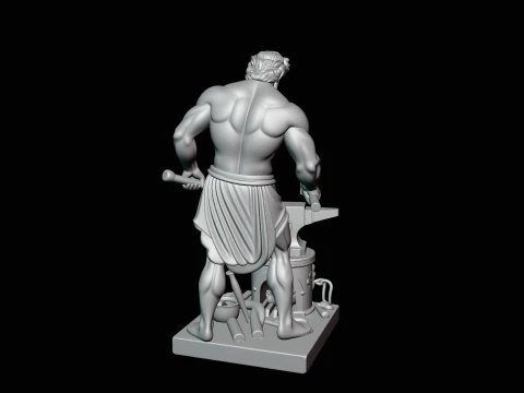 Hephaestus at the Forge Statue Design 1 - 3D Print Model 3D Print Model