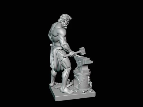 Hephaestus at the Forge Statue Design 1 - 3D Print Model 3D Print Model