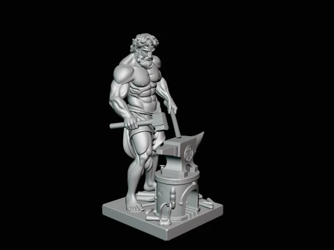 Hephaestus at the Forge Statue Design 1 - 3D Print Model 3D Print Model