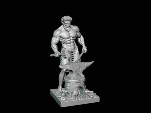 Hephaestus at the Forge Statue Design 1 - 3D Print Model 3D Print Model