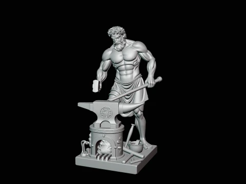 Hephaestus at the Forge Statue Design 1 - 3D Print Model 3D Print Model