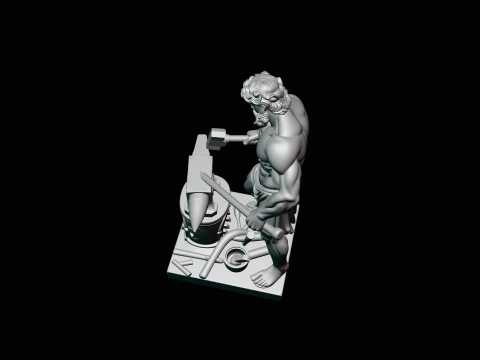 Hephaestus at the Forge Statue Design 1 - 3D Print Model 3D Print Model