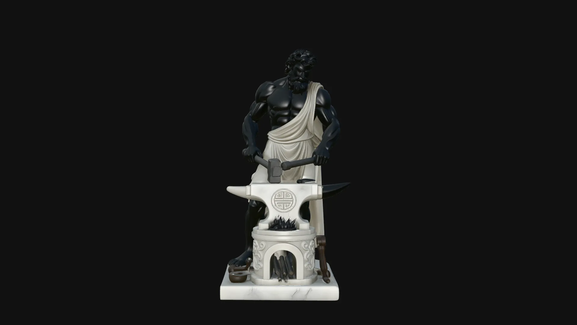 Hephaestus at the Forge Statue Design 2 - 3D Print Model 3D Print Model .c4d .max .obj .3ds .fbx .stl .blend 
