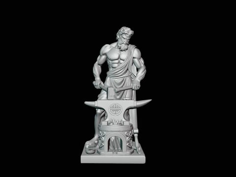 Hephaestus at the Forge Statue Design 2 - 3D Print Model 3D Print Model