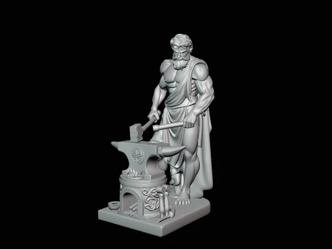 Hephaestus at the Forge Statue Design 2 - 3D Print Model 3D Print Model