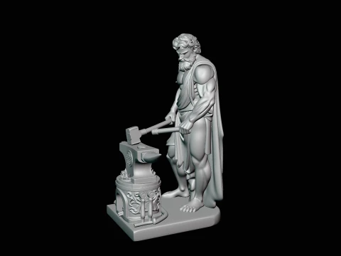 Hephaestus at the Forge Statue Design 2 - 3D Print Model 3D Print Model