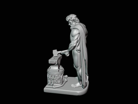 Hephaestus at the Forge Statue Design 2 - 3D Print Model 3D Print Model