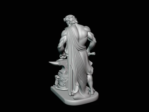 Hephaestus at the Forge Statue Design 2 - 3D Print Model 3D Print Model