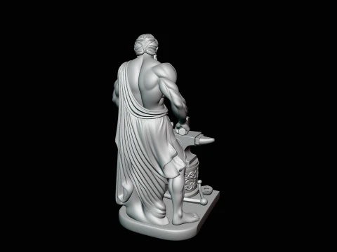 Hephaestus at the Forge Statue Design 2 - 3D Print Model 3D Print Model