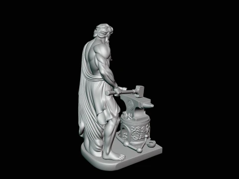Hephaestus at the Forge Statue Design 2 - 3D Print Model 3D Print Model
