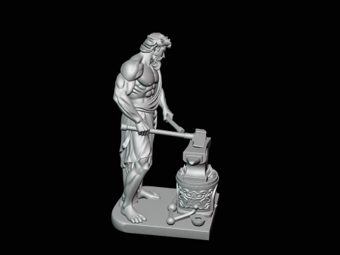 Hephaestus at the Forge Statue Design 2 - 3D Print Model 3D Print Model