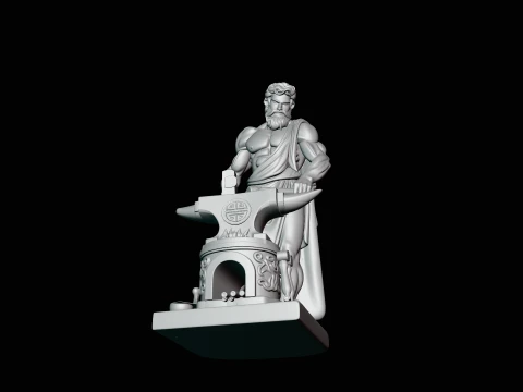 Hephaestus at the Forge Statue Design 2 - 3D Print Model 3D Print Model