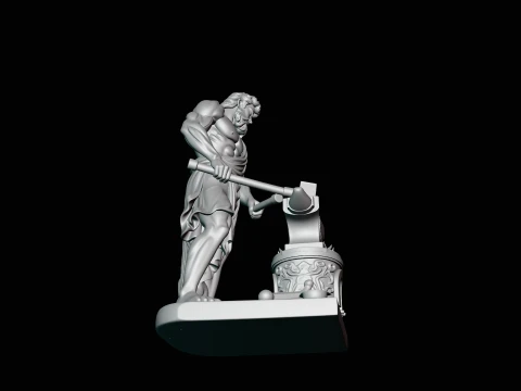 Hephaestus at the Forge Statue Design 2 - 3D Print Model 3D Print Model