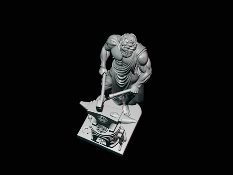 Hephaestus at the Forge Statue Design 2 - 3D Print Model 3D Print Model