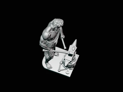 Hephaestus at the Forge Statue Design 2 - 3D Print Model 3D Print Model