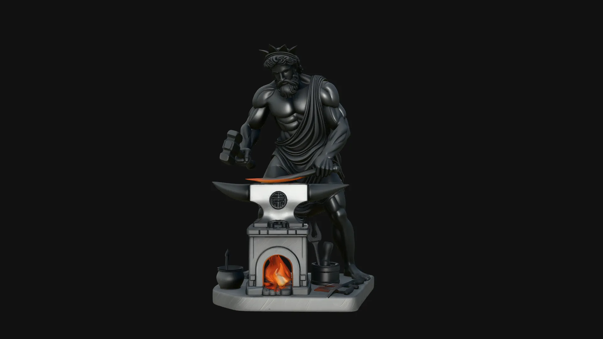 Hephaestus at the Forge Statue Design 3 - 3D Print Model 3D Print Model .c4d .max .obj .3ds .fbx .stl .blend 