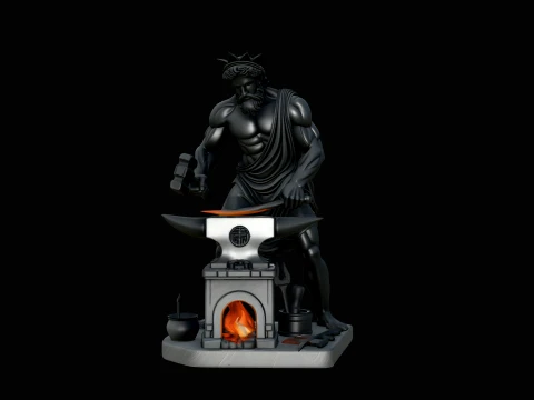 Hephaestus at the Forge Statue Design 3 - 3D Print Model 3D Print Model