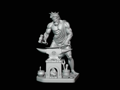 Hephaestus at the Forge Statue Design 3 - 3D Print Model 3D Print Model