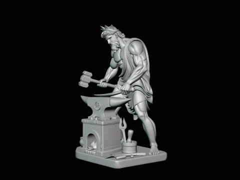 Hephaestus at the Forge Statue Design 3 - 3D Print Model 3D Print Model