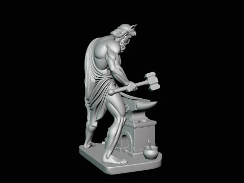 Hephaestus at the Forge Statue Design 3 - 3D Print Model 3D Print Model