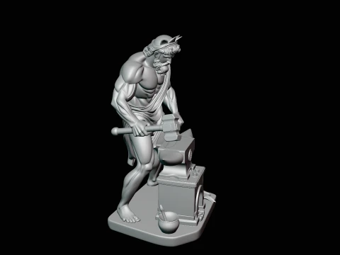 Hephaestus at the Forge Statue Design 3 - 3D Print Model 3D Print Model