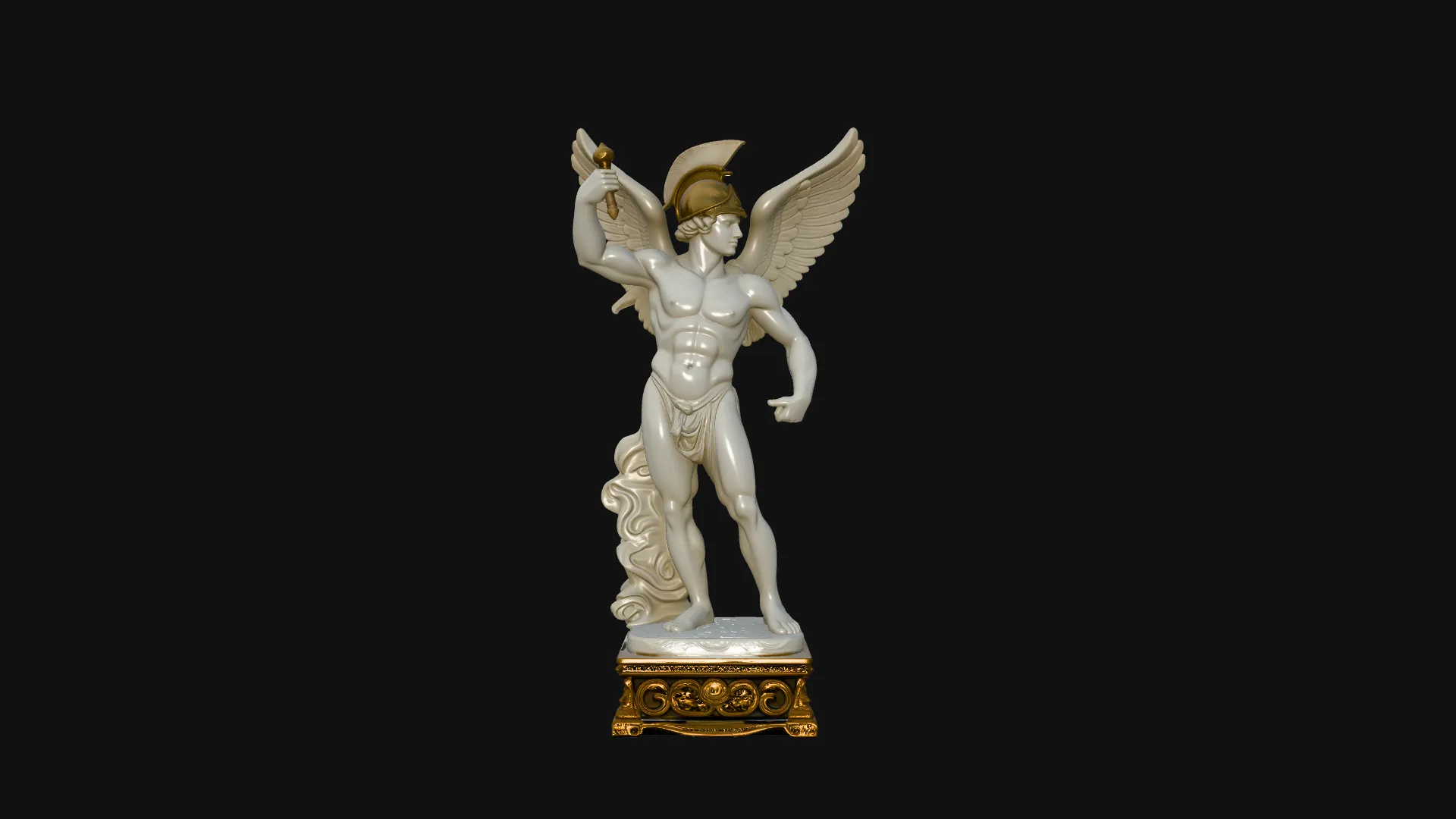 Winged Messenger God Statue Design 1 - 3D Print Model 3D Print Model .c4d .max .obj .3ds .fbx .stl .blend 