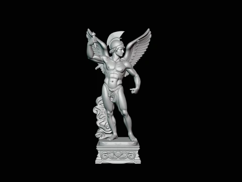 Winged Messenger God Statue Design 1 - 3D Print Model 3D Print Model