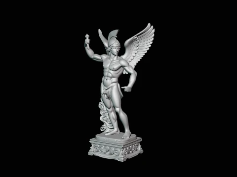 Winged Messenger God Statue Design 1 - 3D Print Model 3D Print Model