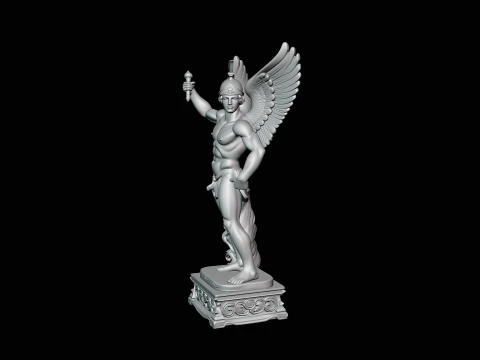 Winged Messenger God Statue Design 1 - 3D Print Model 3D Print Model