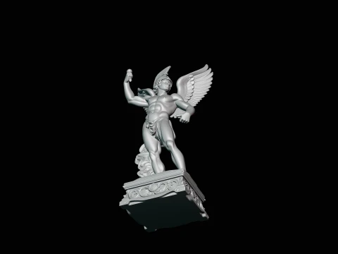 Winged Messenger God Statue Design 1 - 3D Print Model 3D Print Model