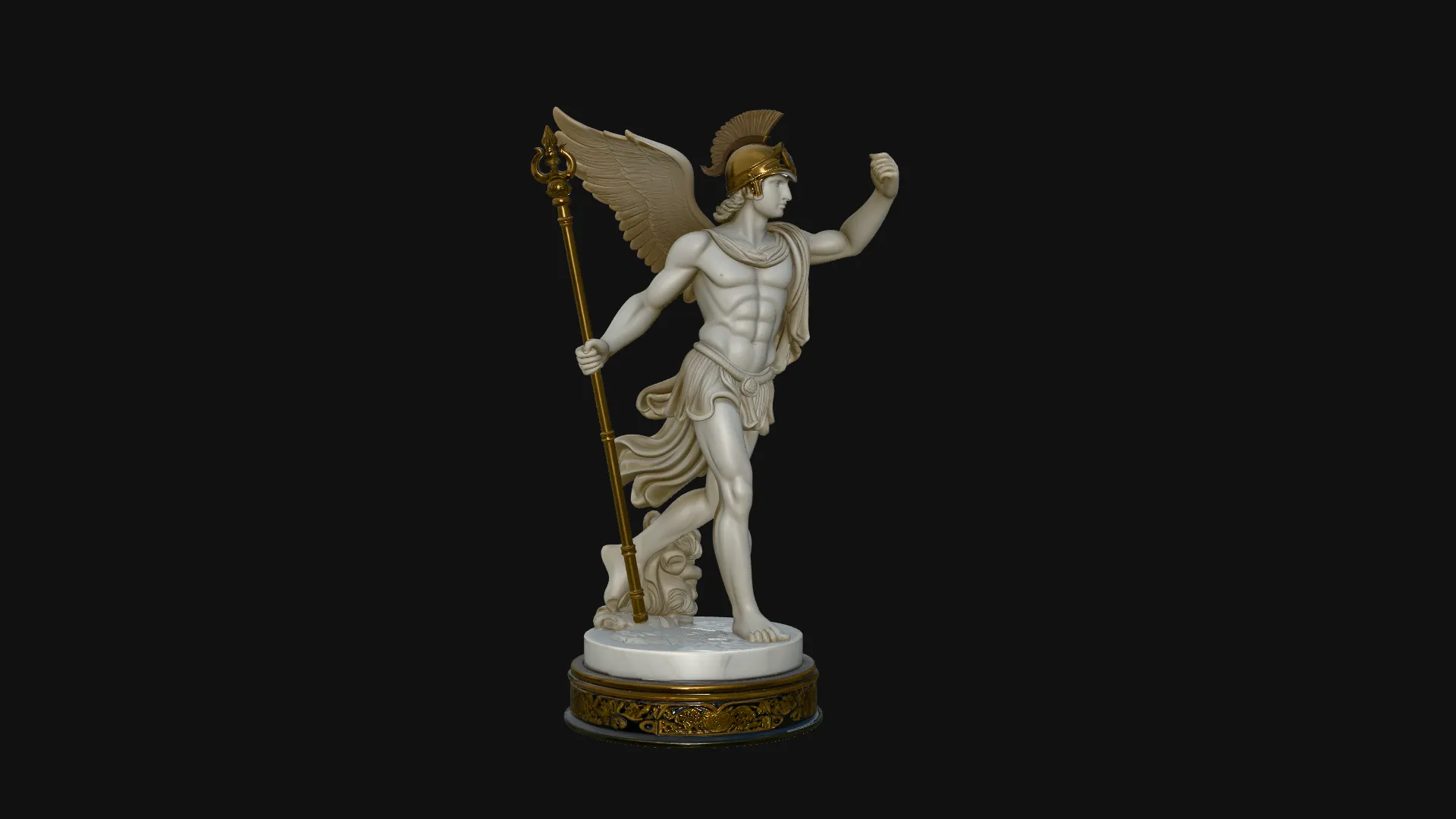 Winged Messenger God Statue Design 2 - 3D Print Model 3D Print Model .c4d .max .obj .3ds .fbx .stl .blend 