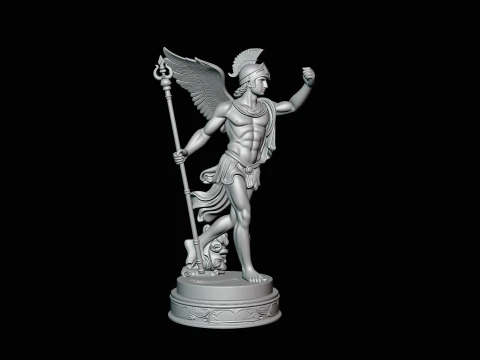 Winged Messenger God Statue Design 2 - 3D Print Model 3D Print Model