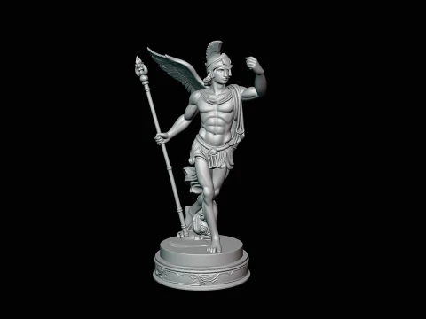 Winged Messenger God Statue Design 2 - 3D Print Model 3D Print Model