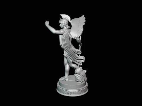 Winged Messenger God Statue Design 2 - 3D Print Model 3D Print Model